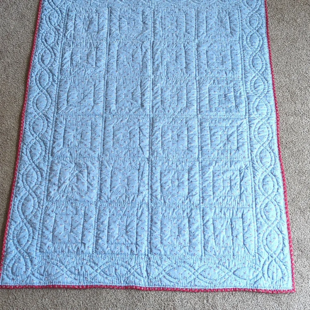Handmade Navy Log Cabin Pattern Quilt